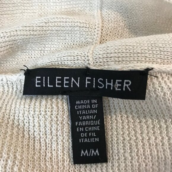 Eileen Fisher 97% Organic Linen Open Cream Cardigan Size M - Picture 7 of 8